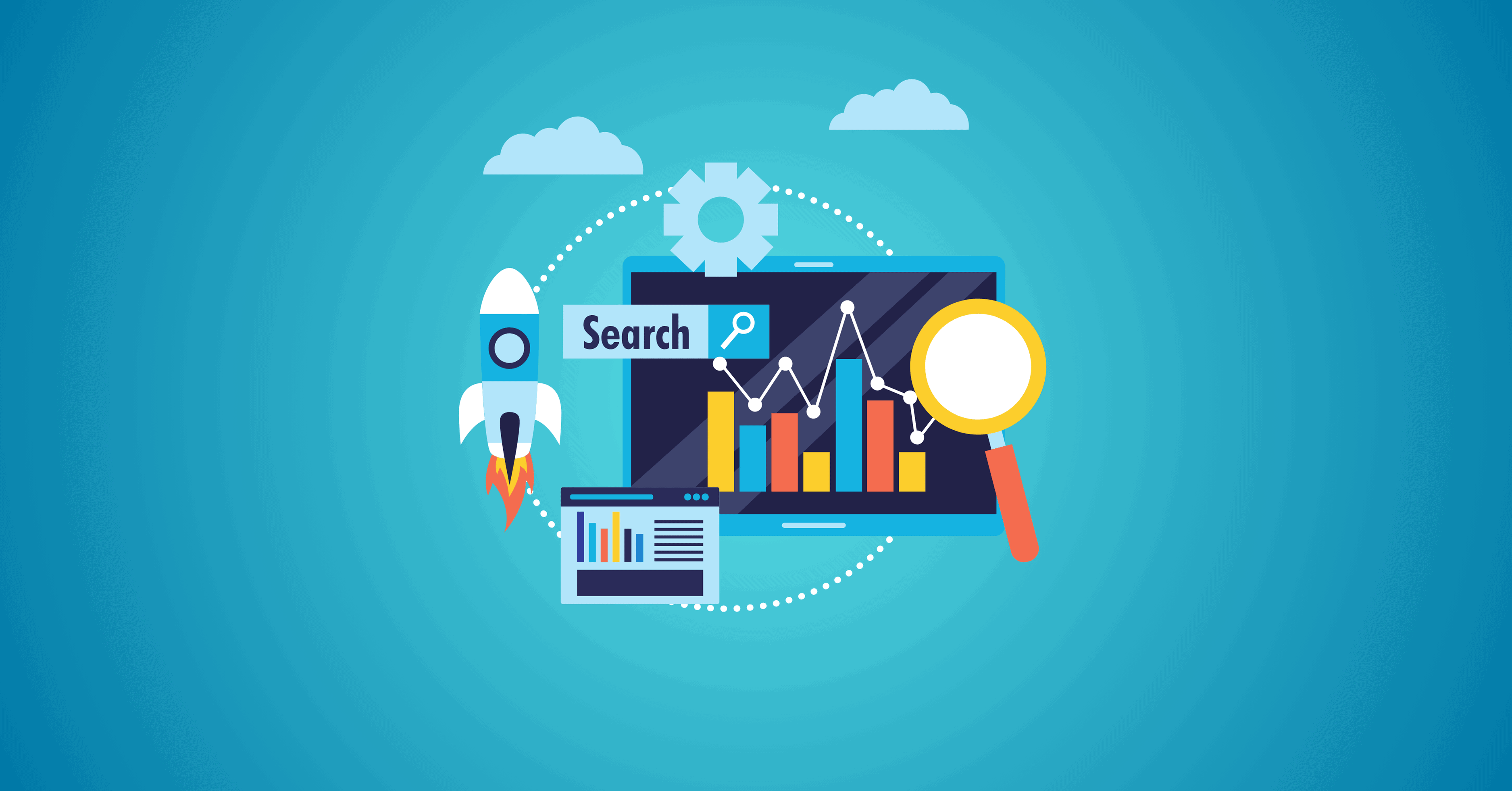 Image of an analytics dashboard representing the search engine positioning