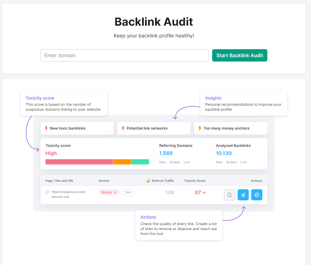 SEM Rush Backlink Audit Dashboard