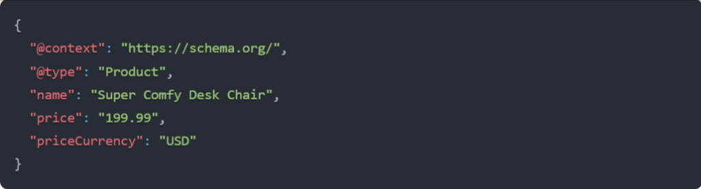 Schema markup for a product