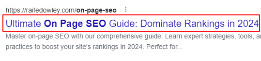 Google serp title tag example from my site