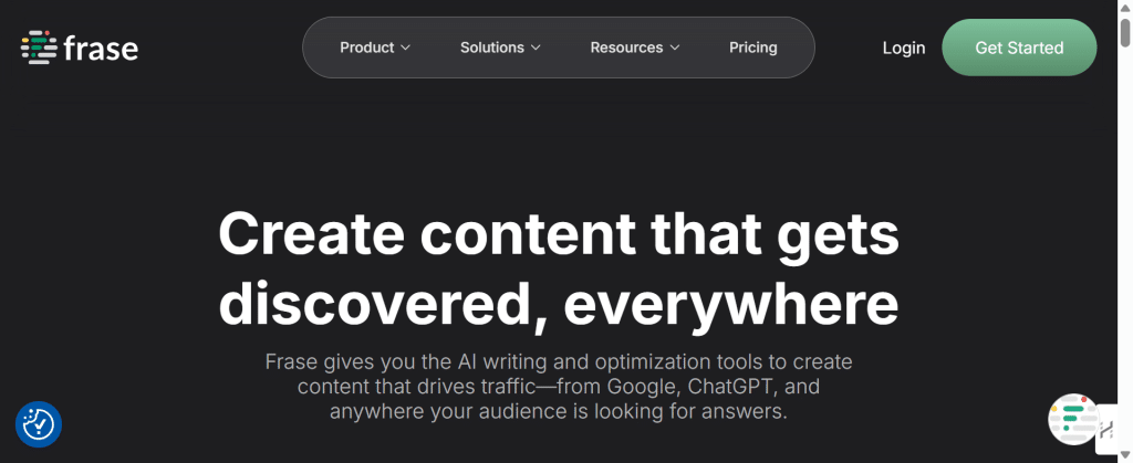 Frase AI homepage screenshot