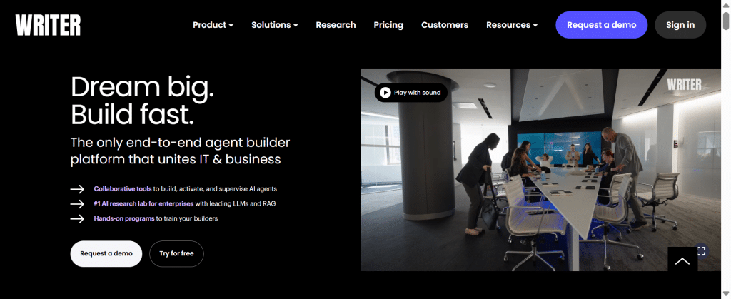 Writer AI homepage screenshot