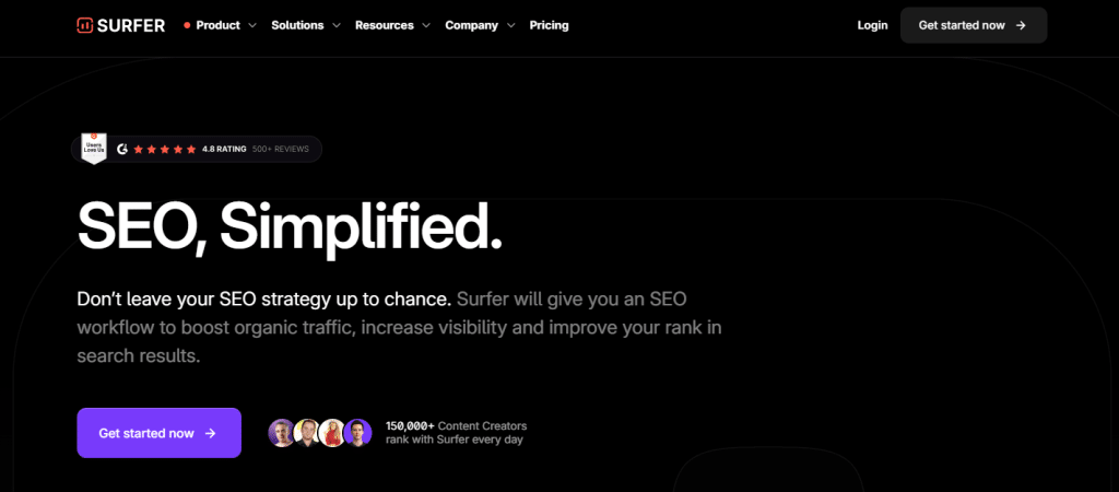 Surfer SEO Homepage