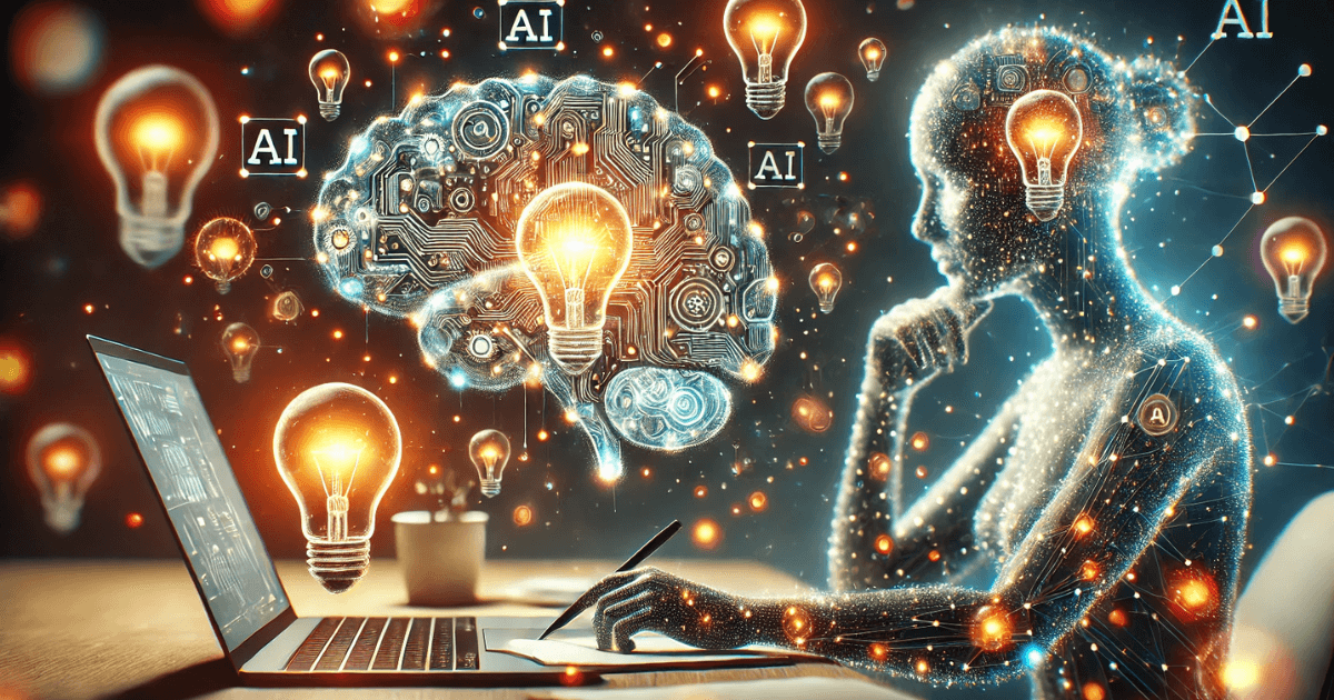 An image of a floating AI brain showing How to Generate Blog Post Ideas with AI