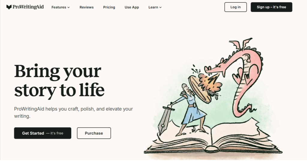 A screenshot of the homepage of Prowritingaid.