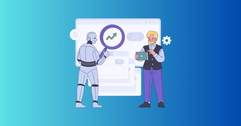 This is the featured image for the article. It shows an ai robot and human working together showing how to optimize content with AI